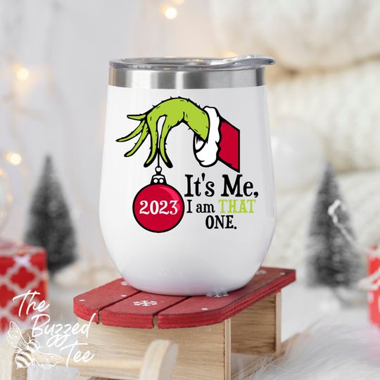 Christmas Grin Inspired It's Me Wine Tumbler