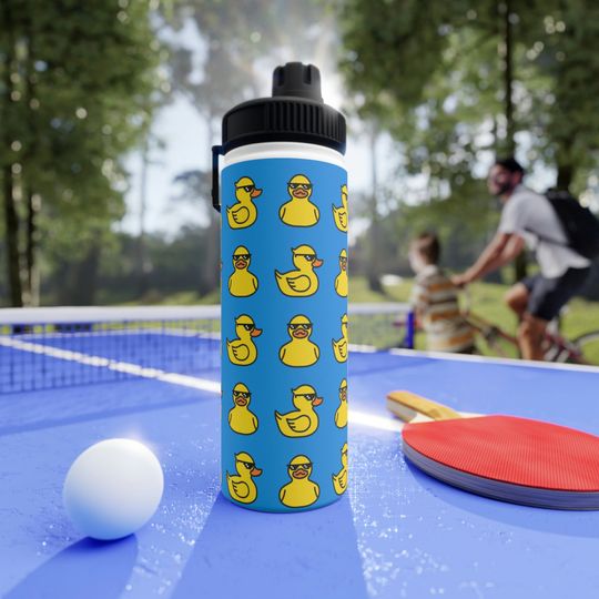 Cool Rubber Duck Stainless Steel Water Bottle Sports Lid