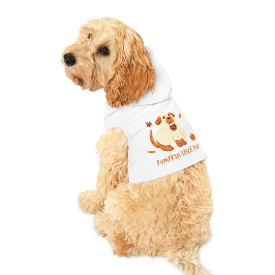 Halloween Pet Costume, Cute Dog Ghost Pet Hoodie, Pumpkin Spice Pup Sweatshirt, Halloween Pet Clothing Outfit Jacket, Fall Pet Coffee Outfit