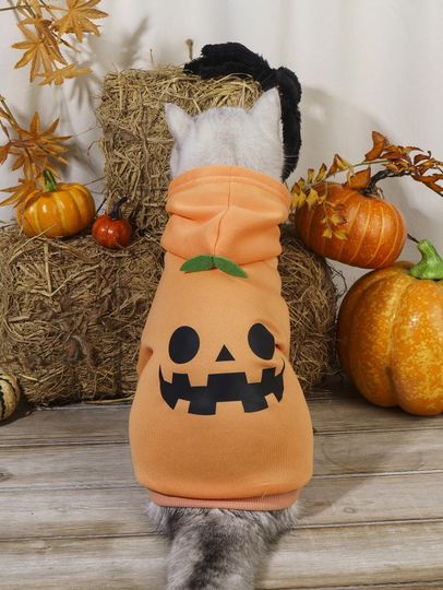 Pumpkin Monster Halloween Costume Hoodie, Warm Clothes For Cats And Dogs Indoor/outdoor, Pumpkin Clothing Pet Dog And Cat