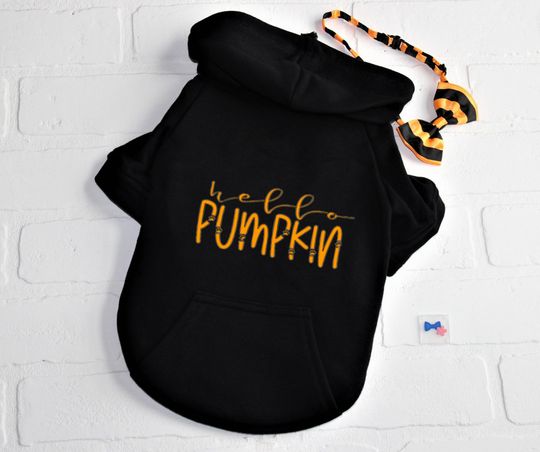 Hello Pumpkin Hoodie Dog sweatshirt, Dog gift, Dog mom, Halloween sweatshirt, Pet clothes, Dog costume, Small dog clothes, Hello Pumpkin