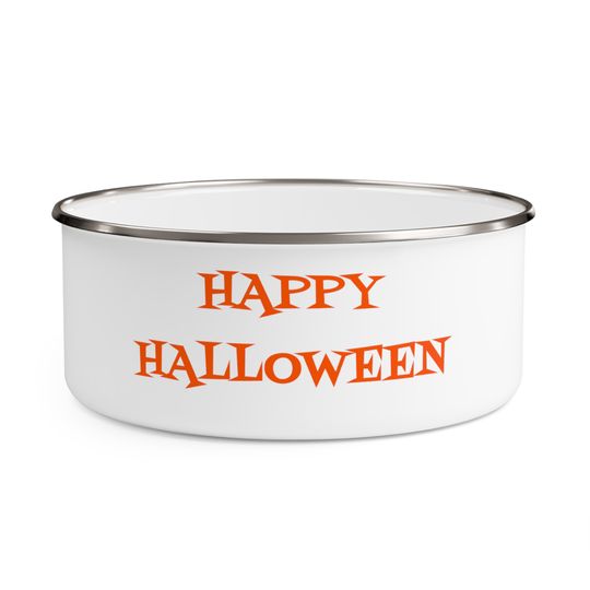 Happy Halloween Atomic Mid Century Retro Style Halloween Stainless Steel Enamel Bowl