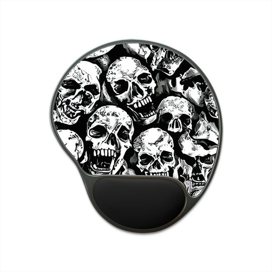 Skull Mouse Pad With Wrist Rest, Memory Foam Wrist Support