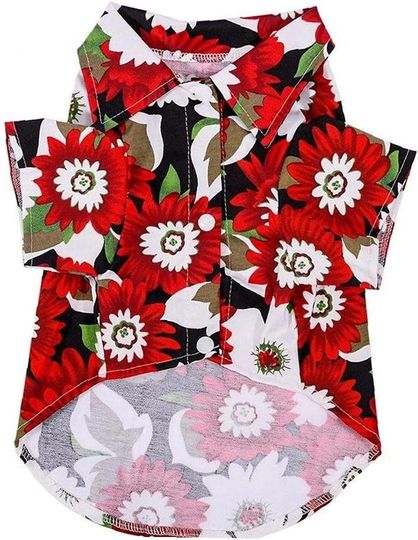 Hawaiian Style Shirt, Flowers Printed Dog Shirts, Summer Pet Hawaiian Shirt