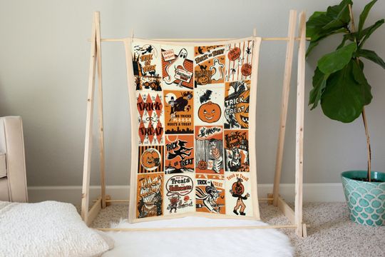 Halloween Trick Or Treat Blanket, Spooky Halloween Blanket, Halloween Pumpkin Blanket, Spooky Season Gifts