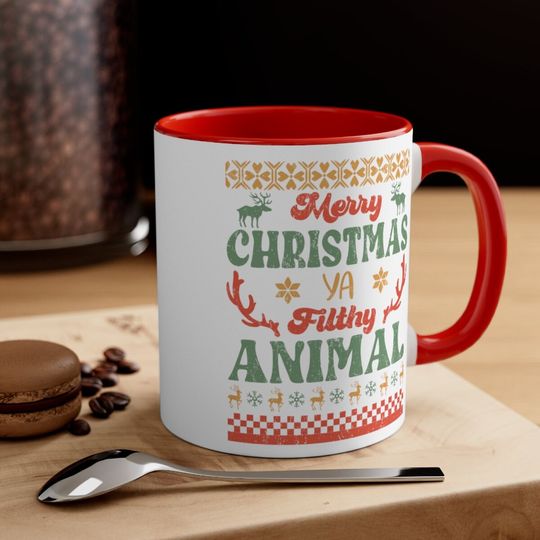 Merry Christmas Ya Filthy Animal Accent Coffee Mug