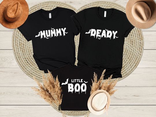 Matching Halloween Family Shirt, Mom Dad Baby Halloween T-Shirt, Halloween Party Tee, Fall Pregnancy Announcement