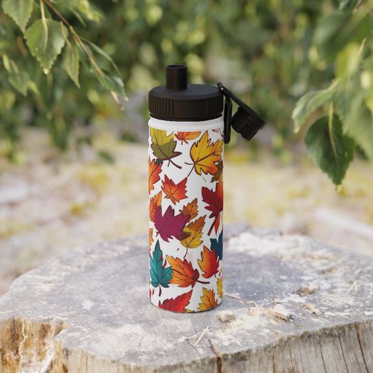 Fall Leaves Stainless Steel Water Bottles Sports Lid