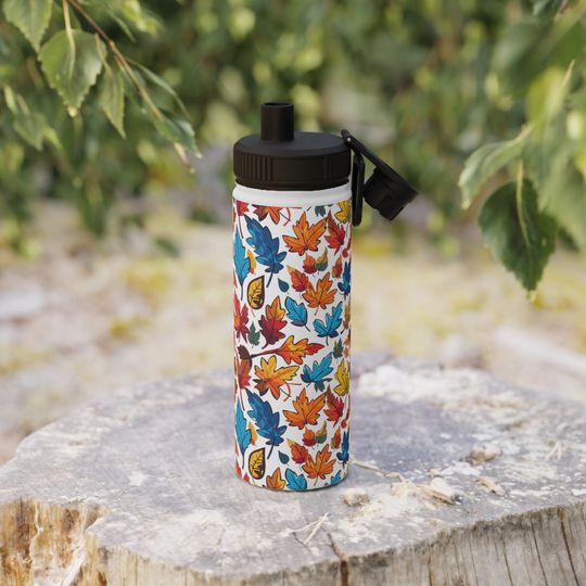 Fall Leaves Stainless Steel Water Bottles Sports Lid