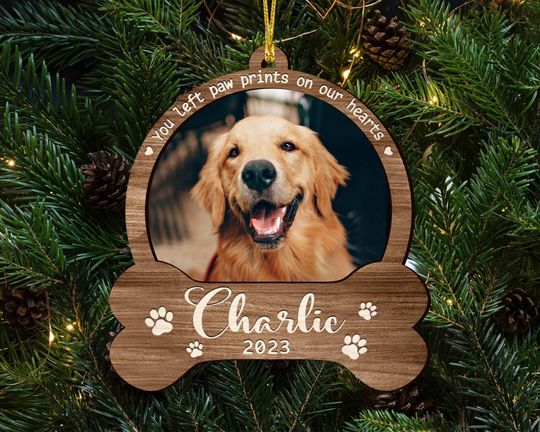Custom Dog Photo Ornament, Dog Memorial Gift, Loss of Pet, Pet Ornament, Christmas Keepsake, Dog Memorial Ornament