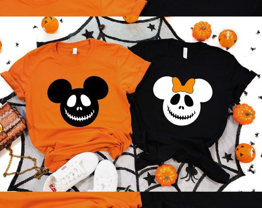 Jack Skellington Mickey Minnie Head Shirt, Mickey Ears The Nightmare Before Christmas Shirt, Disney Halloween Shirt, Disney Spooky T-Shirt