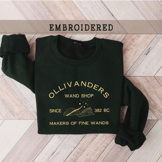 Embroidered Ollivanders Wand Shop, Wizard Book Shop, Harry Sweater, Universal Trip Sweater, Wizard Sweatshirt, Book Nerd Sweater, Potter