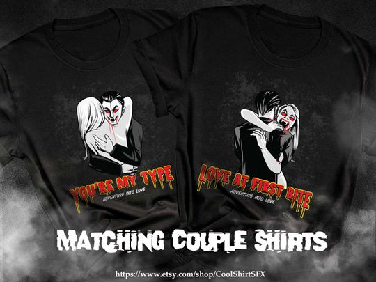 Halloween Couple Shirt, Matching Shirts, Halloween Party Tee, Anniversary Shirts, Gift for Couple, Spooky Couple, Goth Couples Shirts