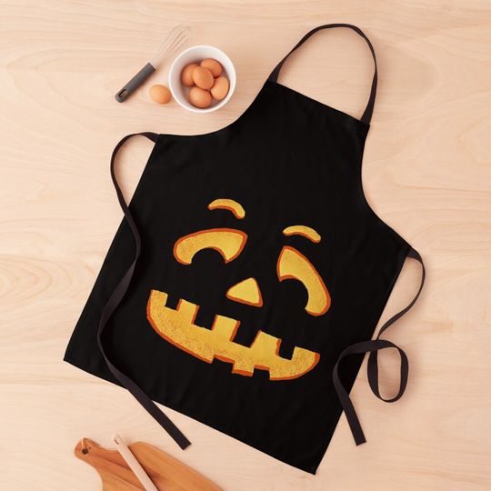 Funny Halloween Pumpkin Face Kitchen Apron