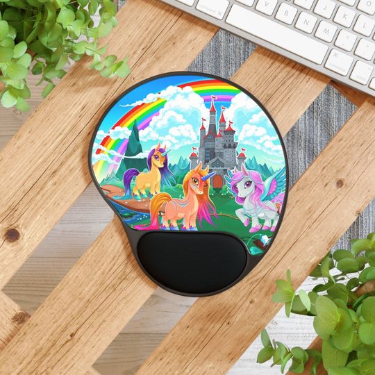 Mouse Pad With Wrist Rest unicorns