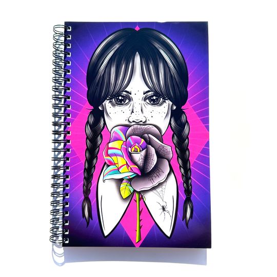 Goth Girl Journal, Colorful Rose Notebook, Lined Notebook
