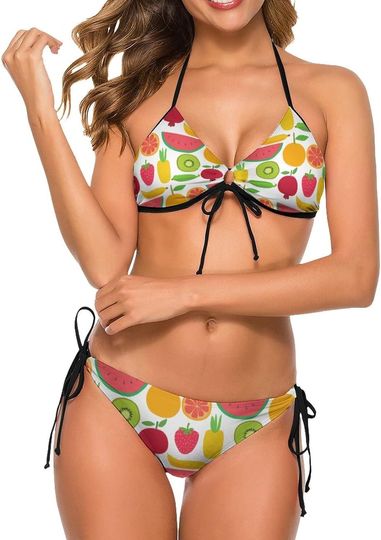 Grape Floral Retro Women's Sling Bikini Swimsuit