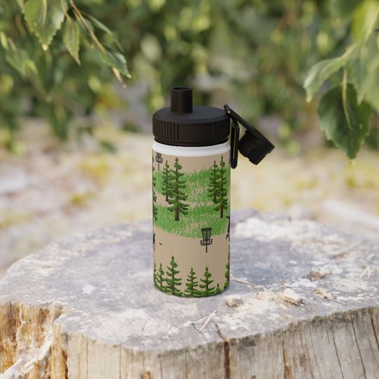 Woods Themed Disc Golf Stainless Steel Water Bottles Sports Lid