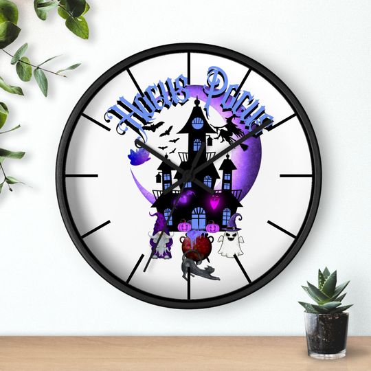 Halloween Hocus Pocus Cute Scene Goblins Ghost Witch Cute Home Office Wall Clock