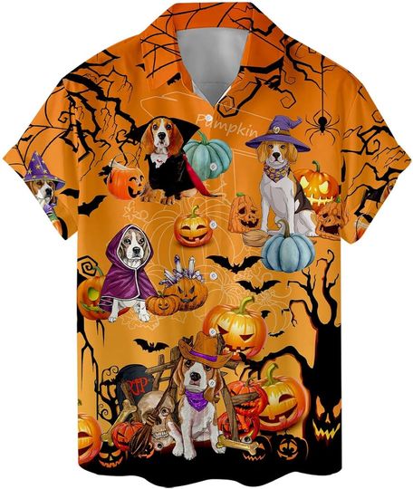 Halloween Beagle Dog Hawaiian Shirt, Horror Aloha Shirt