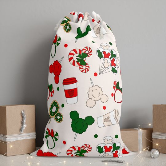 Cute Disney Sack, Disney Pink Christmas Gift Bag, Disney Holiday Gift, Minnie