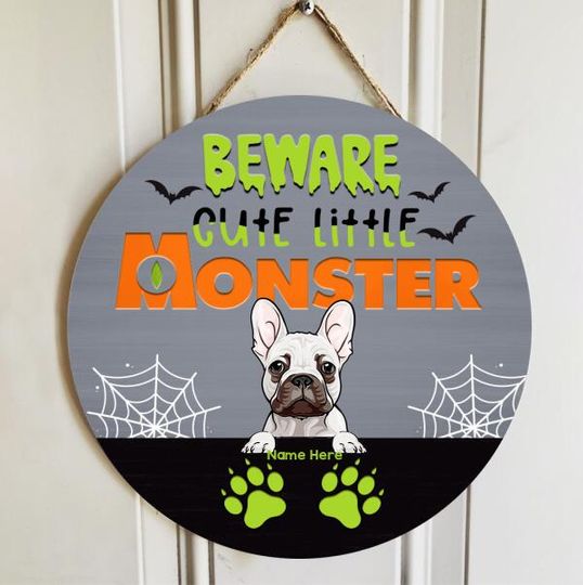 Personalized Beware Cut Little Monster Door Sign