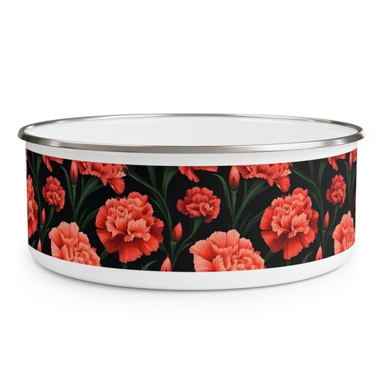 Carnation "Nature's Bloom" Enamel Bowl Vibrant Floral Dishware for Any Occasion