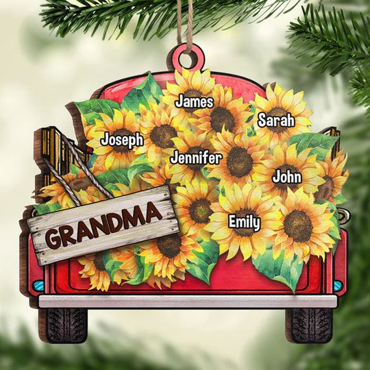 You're My Sunshine -  Car Shaped Wood Christmas Ornament - Gift For Grandma, Grandparents, Christmas Gift