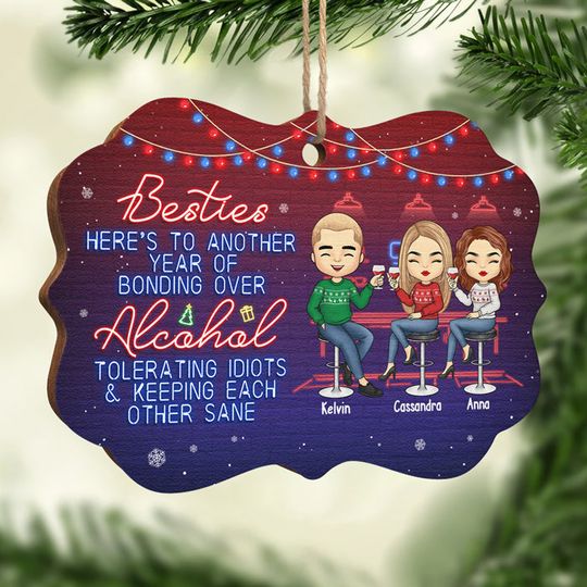 Bestie Personalized Custom Ornament - Wood Benelux Shaped - Christmas Gift