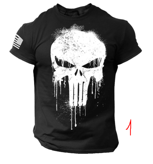 Military Punisher Patriotic Skull dropped 3D T-Shirt