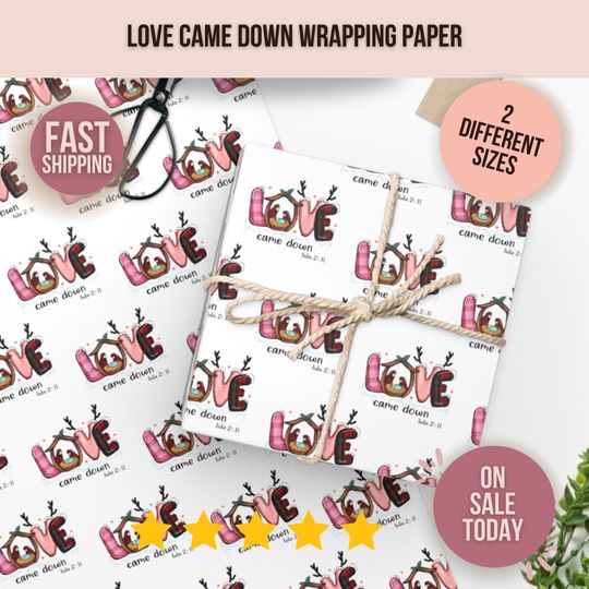 Love Came Down Nativity Scene Wrapping Paper, Christmas Wrapping Paper Rolls, Christmas Gift Wrap Paper