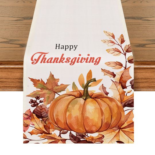Happy Thanksgiving Table Runner, Autumn Fall Table Runner