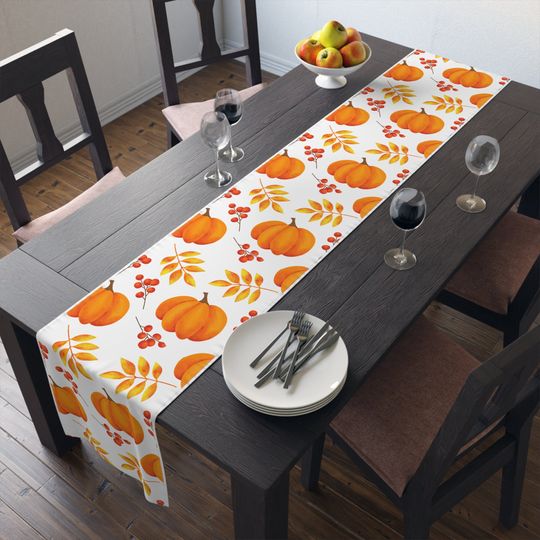 Pumpkin Patch Table Runner, Fall Harvest Decor, Thanksgiving Tablecloth