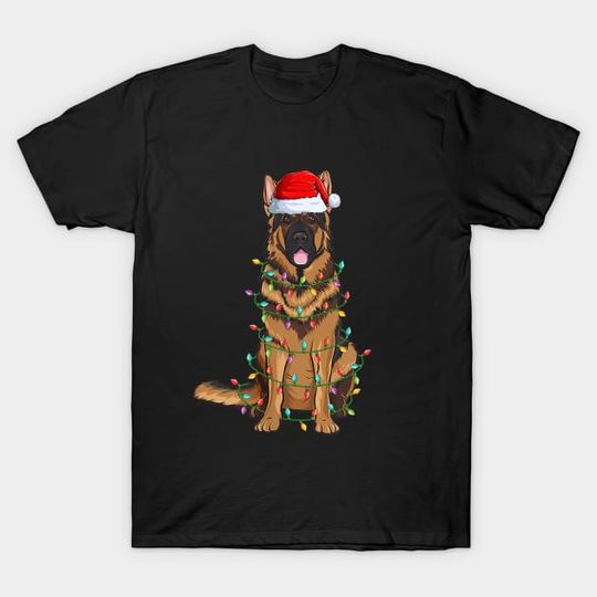 German Shepherd Christmas Lights Xmas Dog Lover T-Shirt