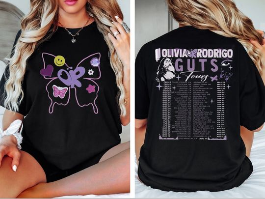 Olivia Rodrigo Guts Tour 2024 2 Sides Double Sided T-Shirt, Olivia Rodrigo Hoodie, Good 4U Shirt, Sour Shirt, Vintage Olivia Rodrigo Shirt, Olivia Merch