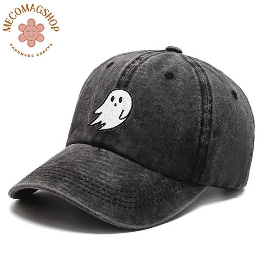 Cute Ghost Embroidered Baseball Cap, Halloween Cap, Baseball Cap, Halloween Embroidered Baseball Cap