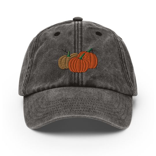 Vintage Embroidered Pumpkin Cap | Halloween Hat | Halloween Embroidered Baseball Cap