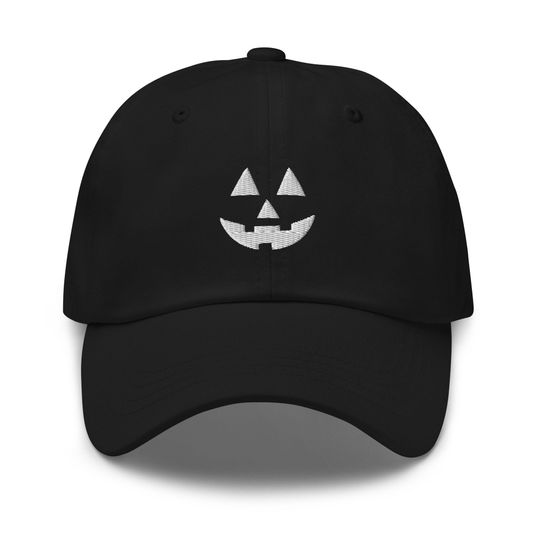 Embroidered Halloween Cap, Jack-O-Lantern Embroidered Dad Hat, Halloween Embroidered Baseball Cap