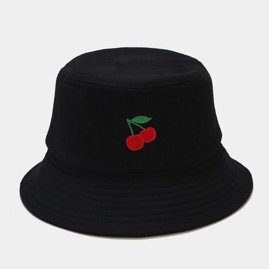 Embroidered Cherry Bucket Hat
