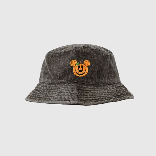 Mickey Pumpkin Embroidered Bucket Hat  Disney Bucket Hat  Halloween Disney Hats