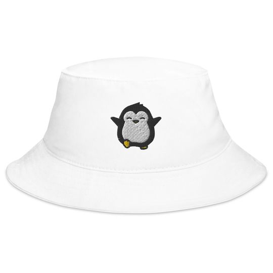 Penguin Bucket Hat, Embroidered Bucket Hat, Animal Sun Hat, Unisex Summer Hat