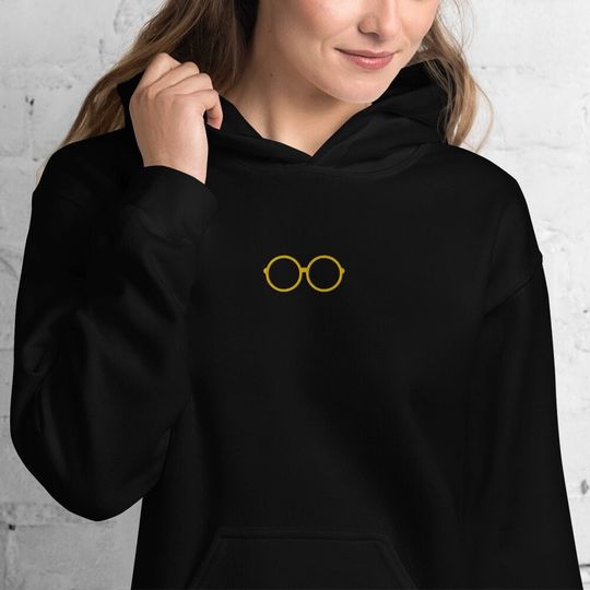 Glasses Hoodie (embroidery), funny hoodie, gold glasses hoodie, embroidered hoodie, men hoodie, women hoodie