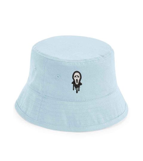 Bucket Hat with Scream Mask Embroidery, Halloween Embroidered Bucket Hat