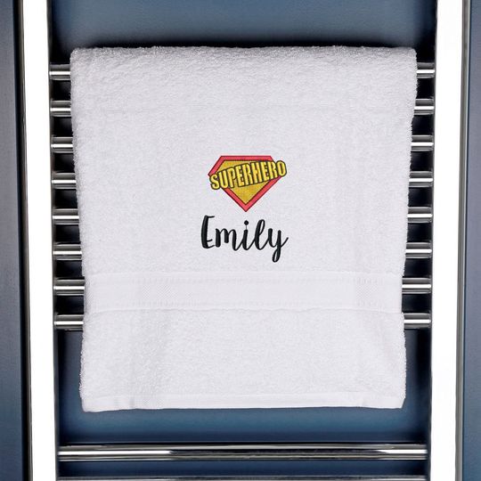 Personalised Superhero Logo Towel For Kids - Embroidered with Name