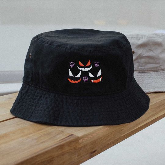 Lavender Town Ghost Type 90s Anime Embroidered Bucket Hat