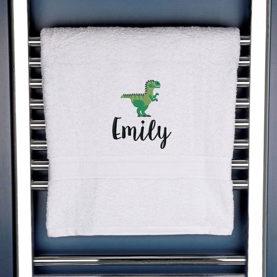 Personalised Dinosaur Logo Towel For Kids - Embroidered with Name