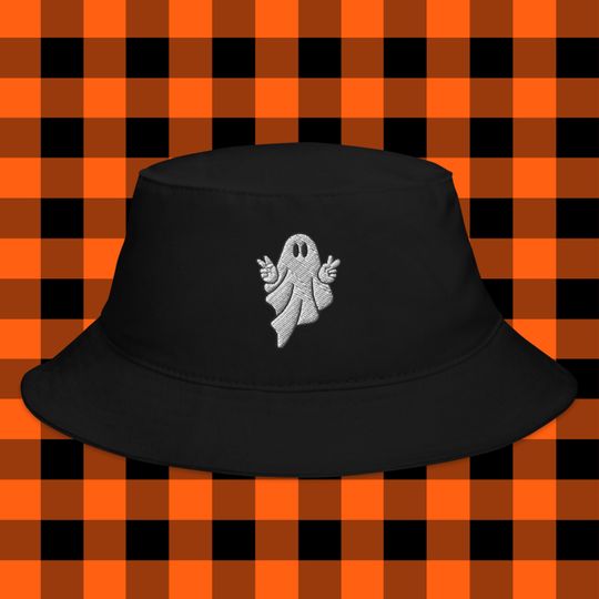 Peace Ghost Bucket Hat | Embroidered | bucket hat | funny bucket hat | funny hat | Halloween | Spooky Season | Trick or Treat | trendy