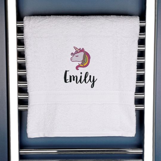 Personalised Unicorn Logo Towel For Kids - Embroidered with Name