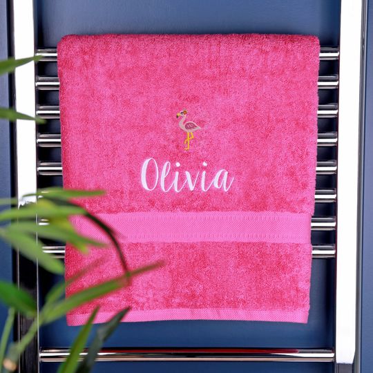 Personalised Flamingo Children's Bath Towel