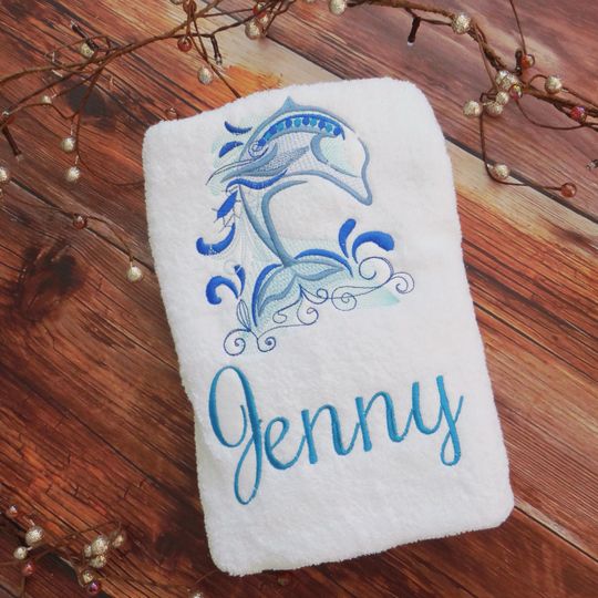 Personalised Dolphin Towel / Embroidered Dolphin Towel / Personalized Swimming Towels